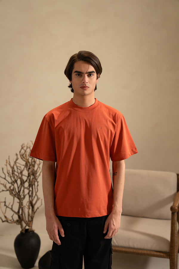 BOXY FIT T-SHIRT- RUST